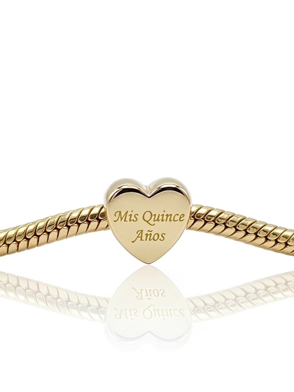 Gold Personalized Mis Quince Años and Name Heart Charm